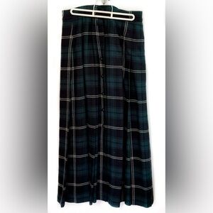 Vintage Long Wool Green Plaid Kilt By Byblos US10